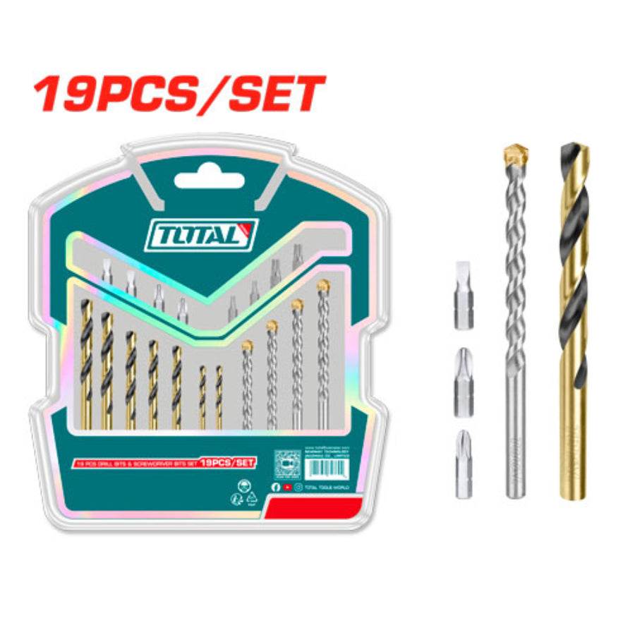 Drill Bits & Screwdriver Bits Set 19 Pcs - Total Tools