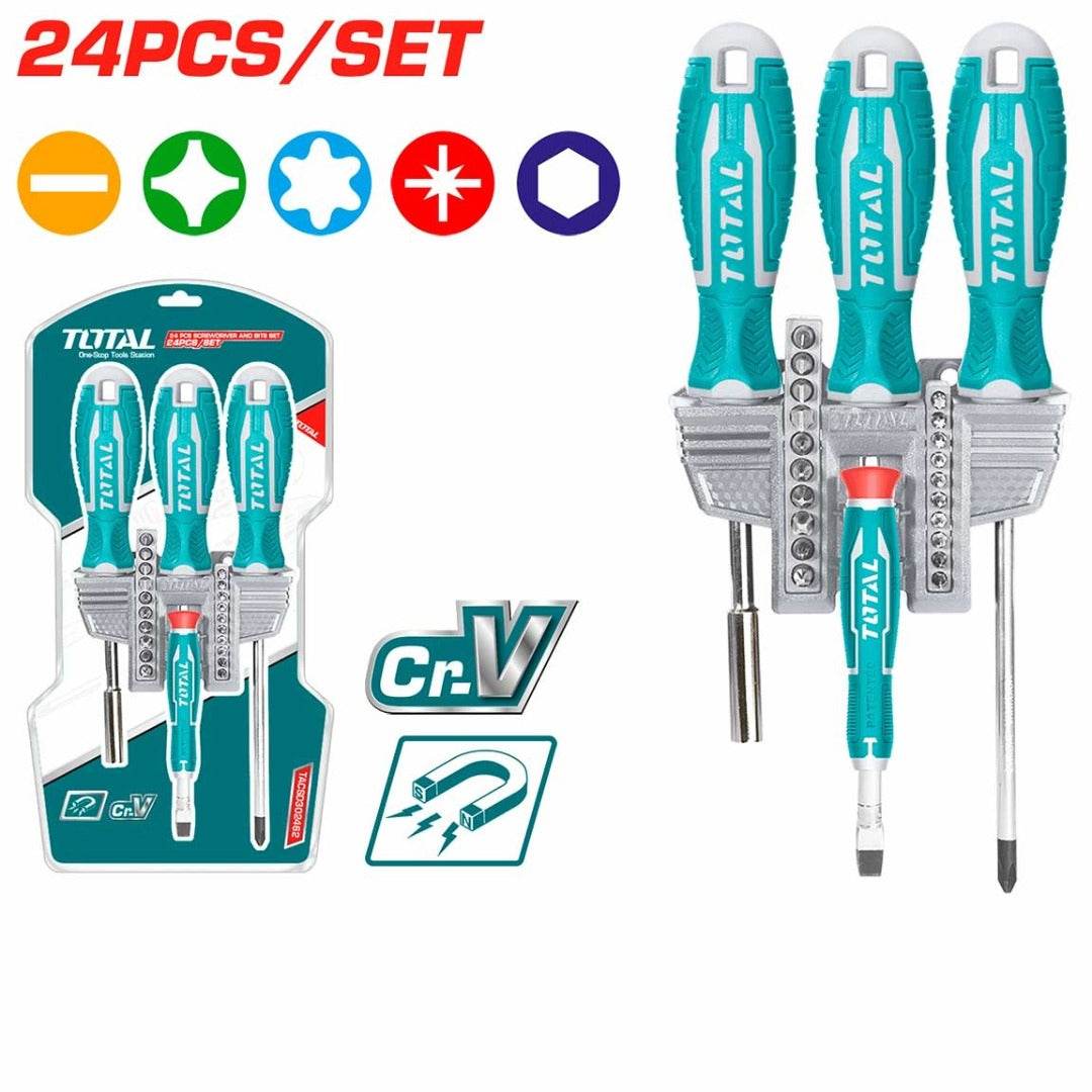 Screwdriver And Bits Set 24 Pcs - Total Tools