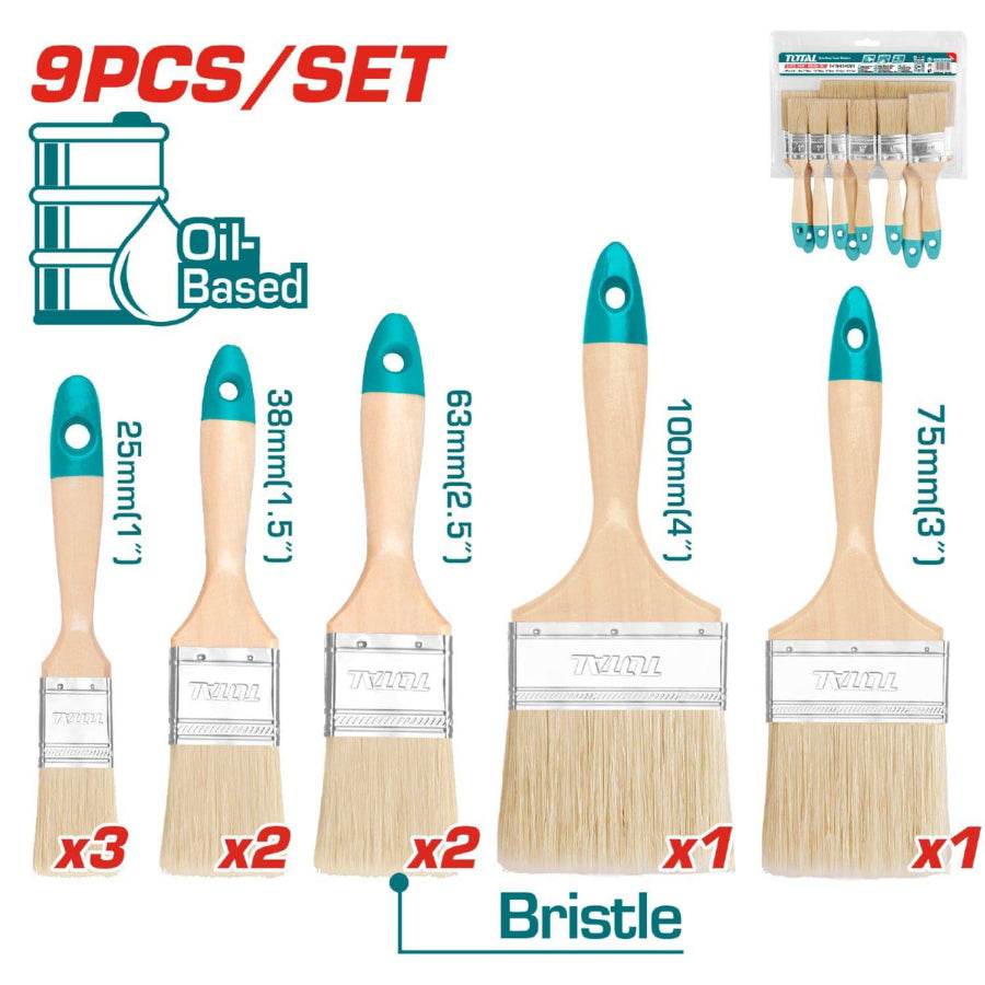 Paint Brush Set 9 Pcs - Total Tools