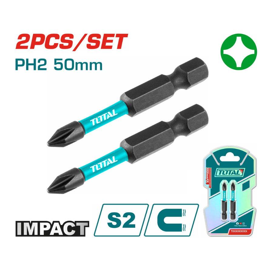 Impact Screwdriver Bits PH2 50mm - Total Tools