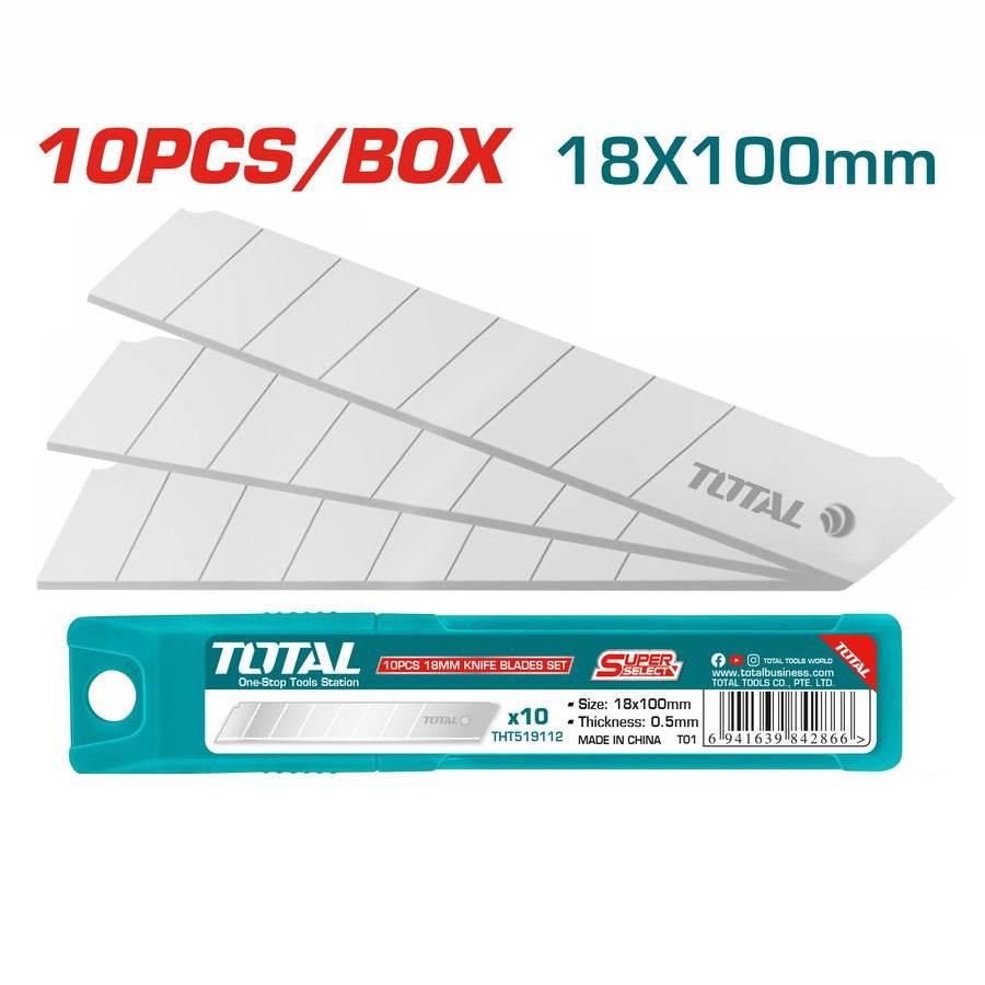 Knife Blades 18m Set 10 Pcs - Total Tools
