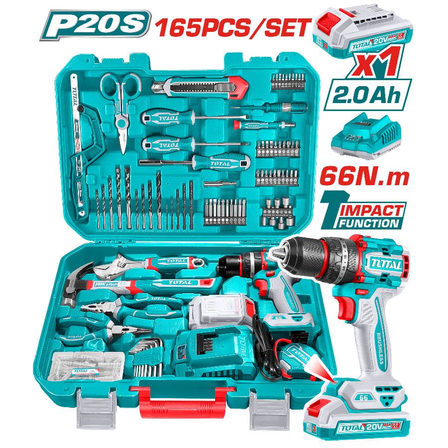 20V Cordless Drill Brushless 66Nm with Tools Set - Total Tools