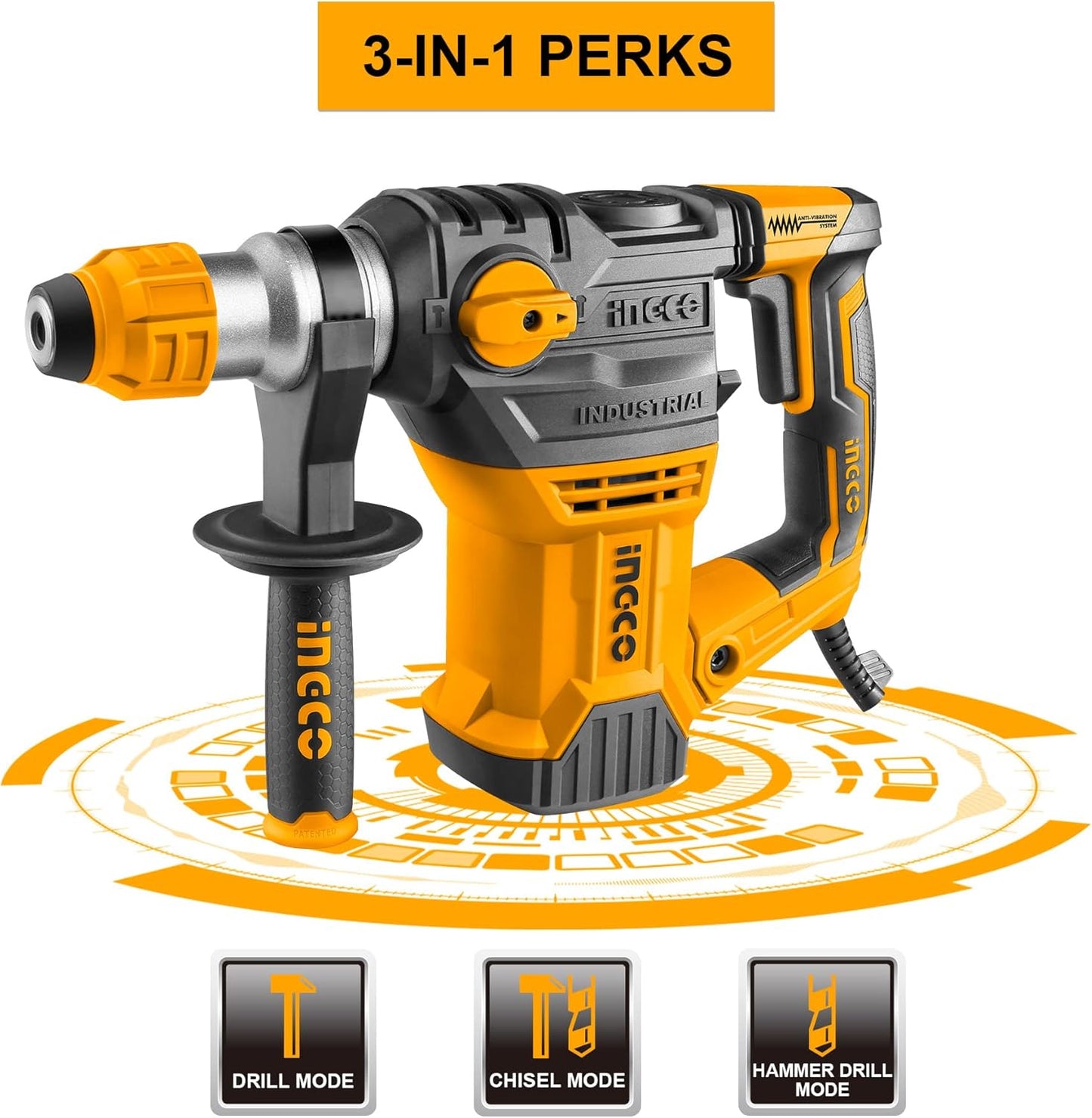 Electric Rotary Hammer 1500W 32mm - INGCO