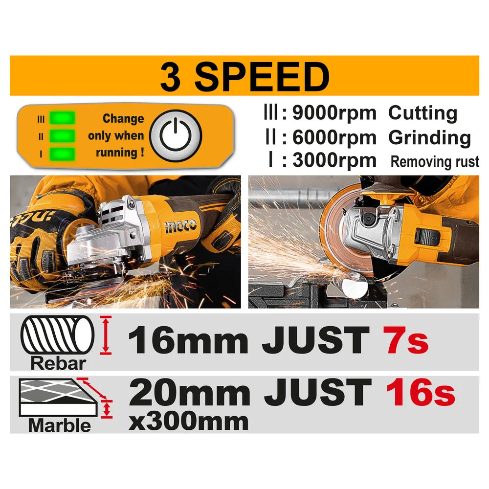 20V Cordless Angle Grinder 4.5 Inch - INGCO