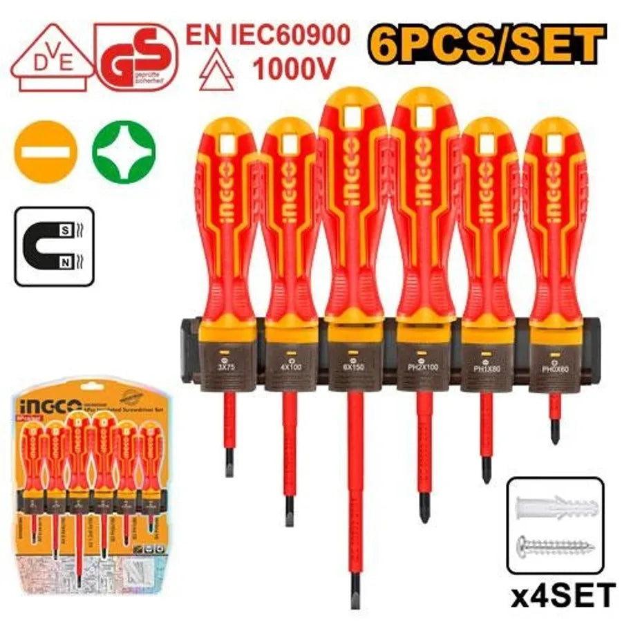 Insulated Screwdriver 6Pcs Set - INGCO