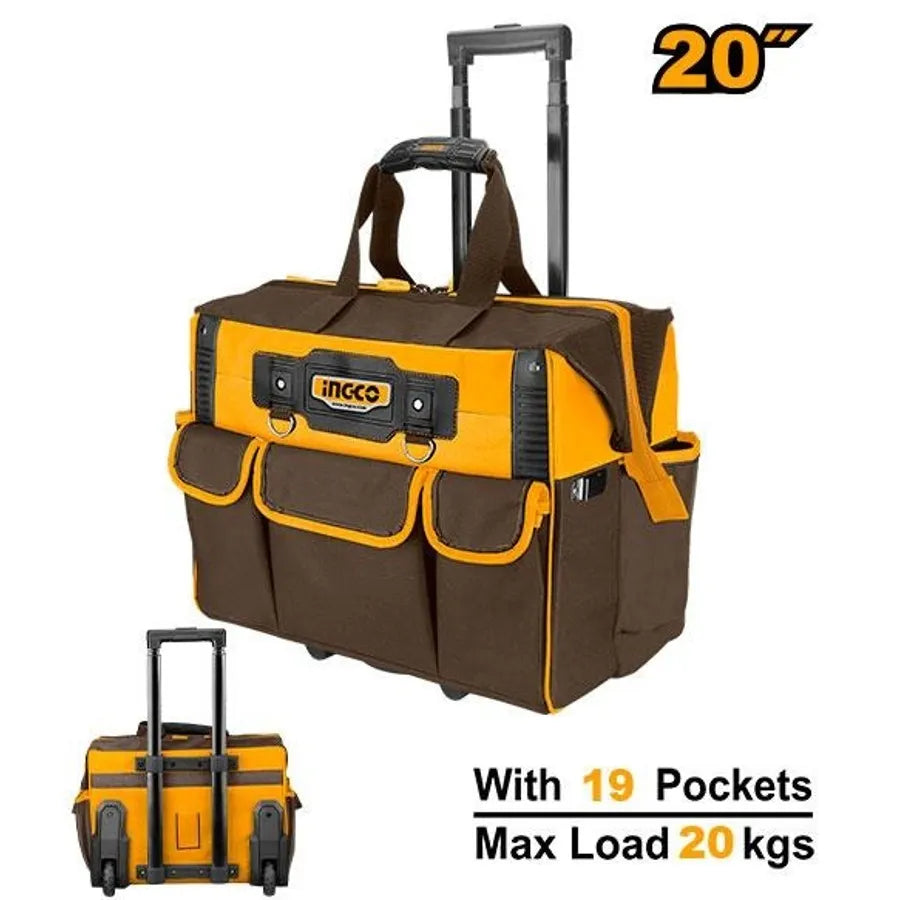Rolling Rigid Tool Bag 20" with 19 Pockets - INGCO