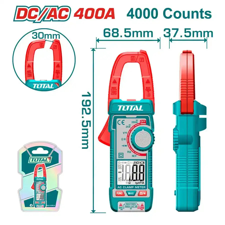 Clamp Meter DC/AC 400A - Total Tools