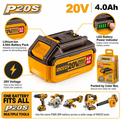 20V Lithium-Ion Battery 4Ah - INGCO