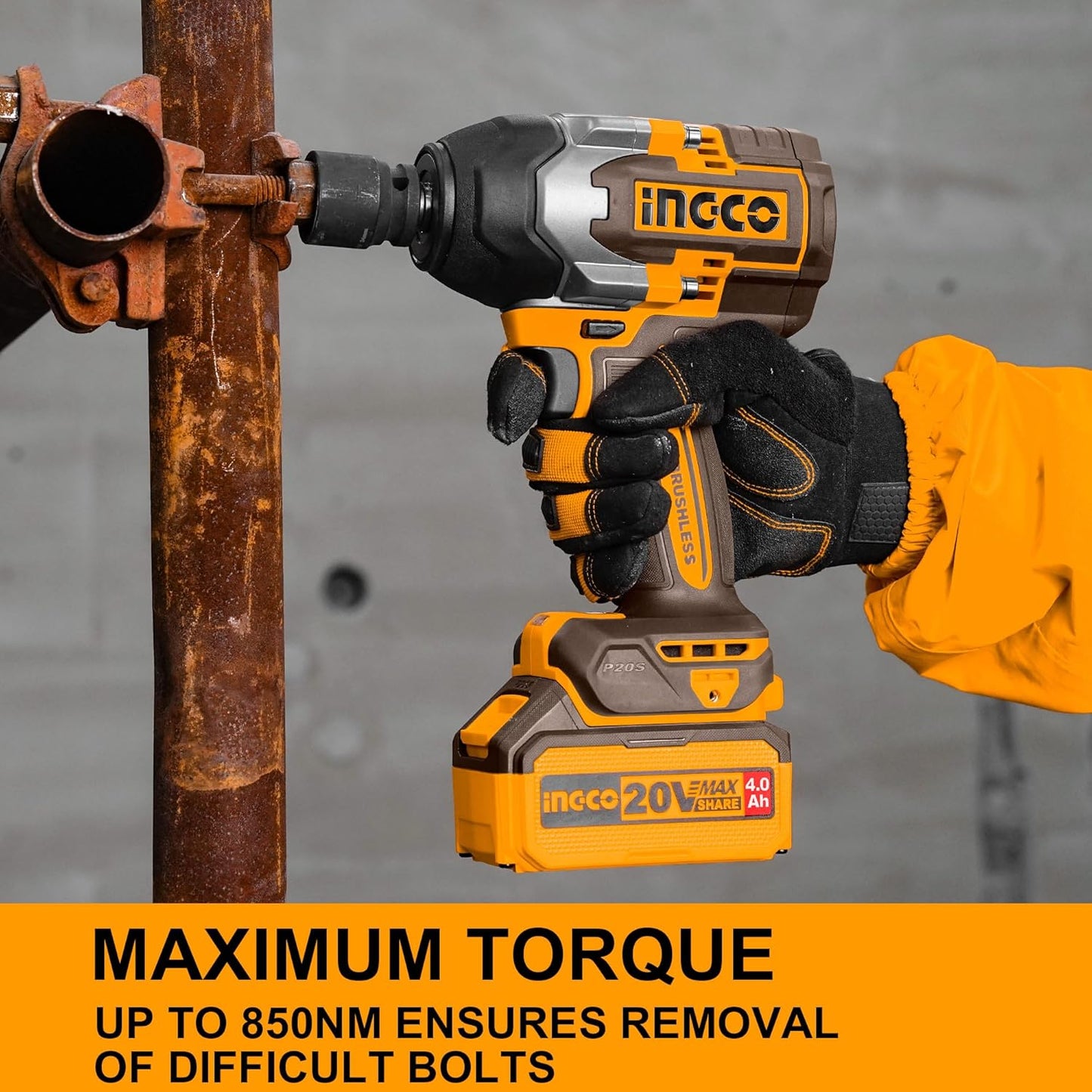 20V Cordless Impact Wrench Brushless 850Nm - INGCO