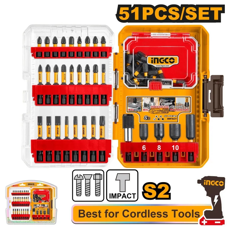 Impact Screwdriver Bits 51Pcs Set - INGCO
