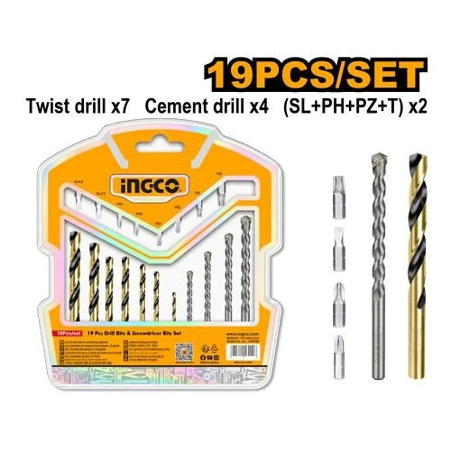 Drill Bits & Screwdriver Bits 19Pcs Set - INGCO