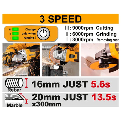 20V Cordless Angle Grinder Brushless 1200W - INGCO