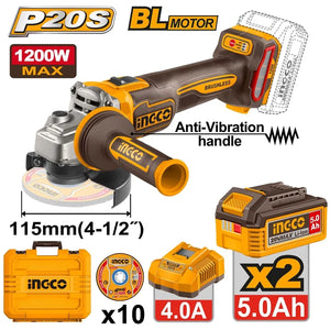 20V Cordless Angle Grinder Brushless 1200W - INGCO