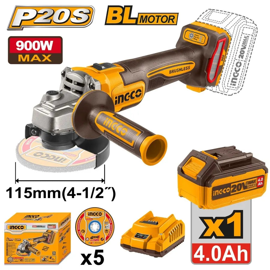 20V Cordless Angle Grinder Brushless - INGCO