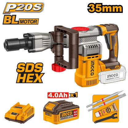 20V Cordless Demolition Breaker 35mm with Battery Kit - INGCO