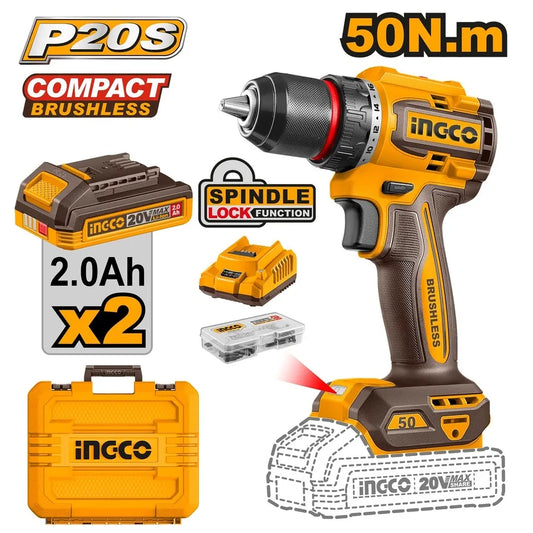 20V Cordless Drill Brushless 50Nm - INGCO