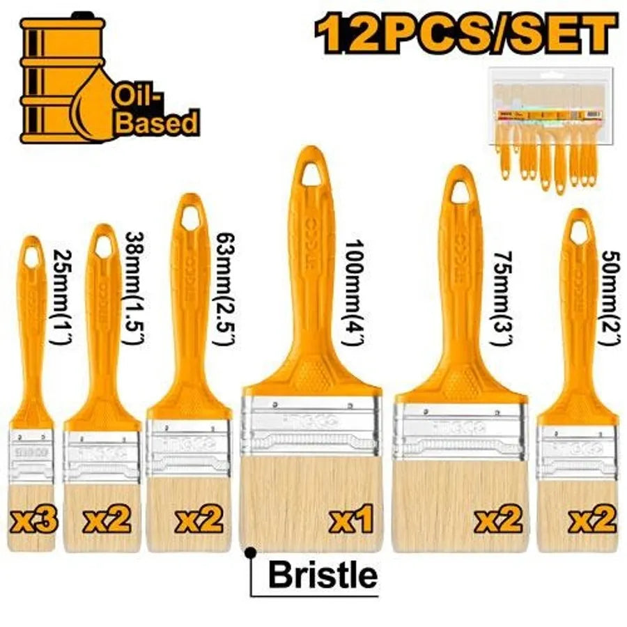 Paint Brush 12Pcs Set - INGCO