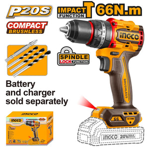 20V Cordless Impact Drill Brushless 66Nm - INGCO