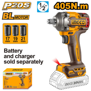20V Cordless Impact Wrench Brushless 405Nm - INGCO