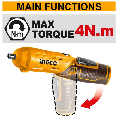 4V Cordless Screwdriver 4Nm Adjustable - INGCO