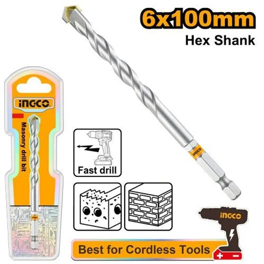 Masonry Hex Shank Drill Bit 6X100mm - INGCO