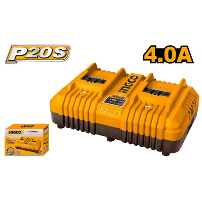 20V Lithium-Ion Dual Battery Charger 4Ah - INGCO