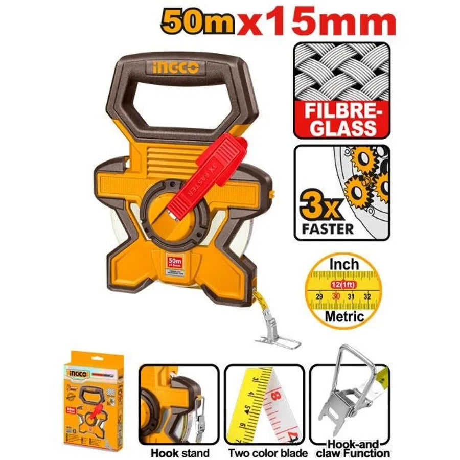 Fibreglass Measuring Tape 50M - INGCO