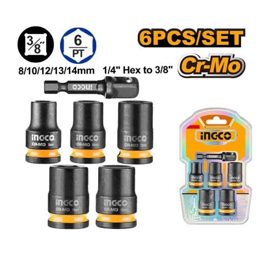 Impact Socket 3/8"DR. 6Pcs Set - INGCO