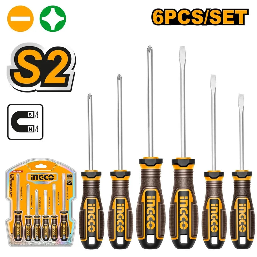 Screwdriver S2 6Pcs Set - INGCO