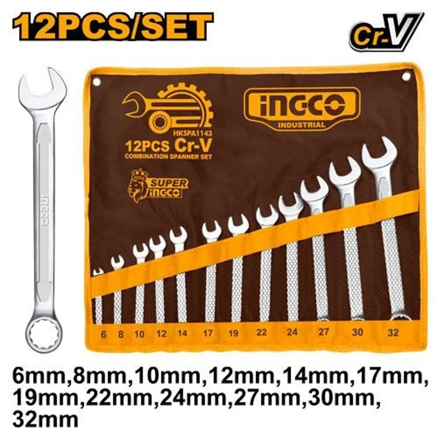 Combination Spanner 12Pcs Set - INGCO