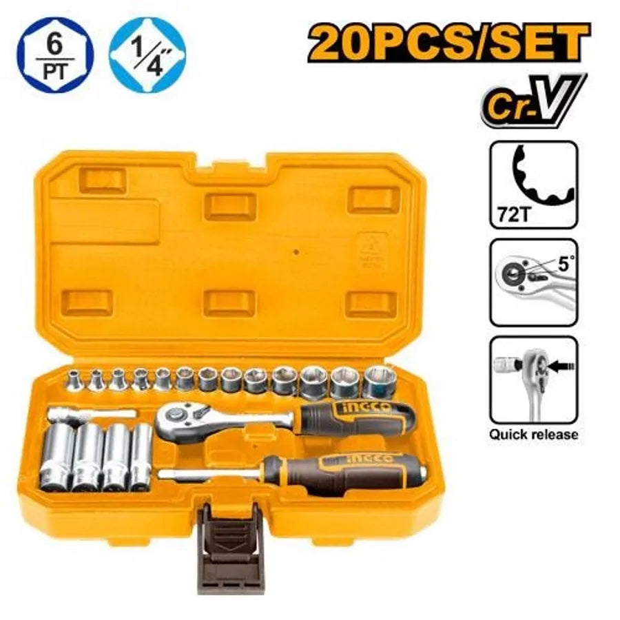 Socket Set 1/4" 20Pcs - INGCO