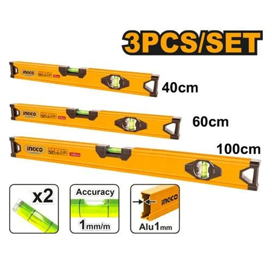 Spirit Level Aluminum 3Pcs Set - INGCO