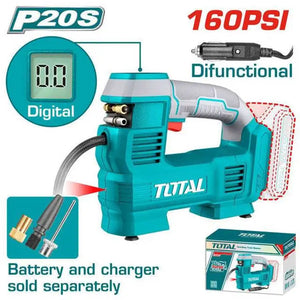 20V Cordless Auto Air Compressor 160 PSI - Total Tools