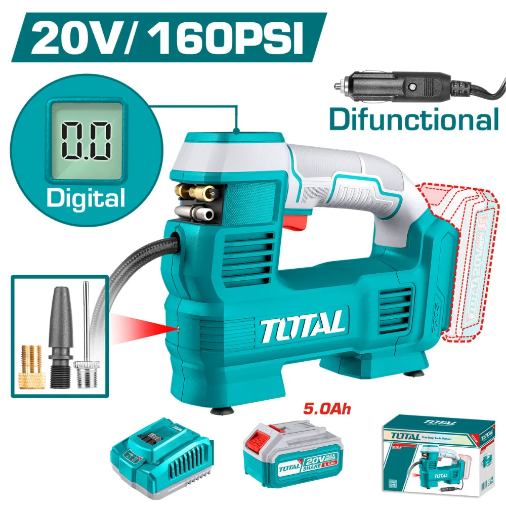 20V Cordless Auto Air Compressor 160 PSI with Battery Kit - Total Tools