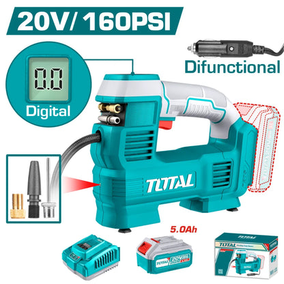20V Cordless Auto Air Compressor 160 PSI with Battery Kit - Total Tools
