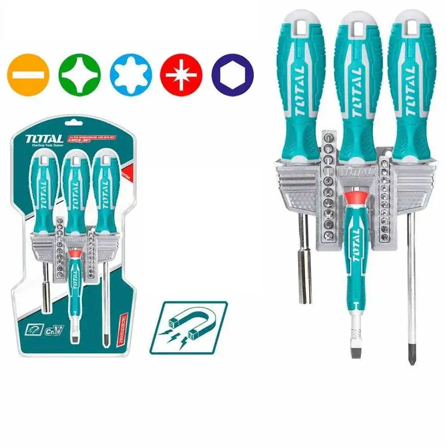 Screwdriver And Bits Set 24 Pcs - Total Tools