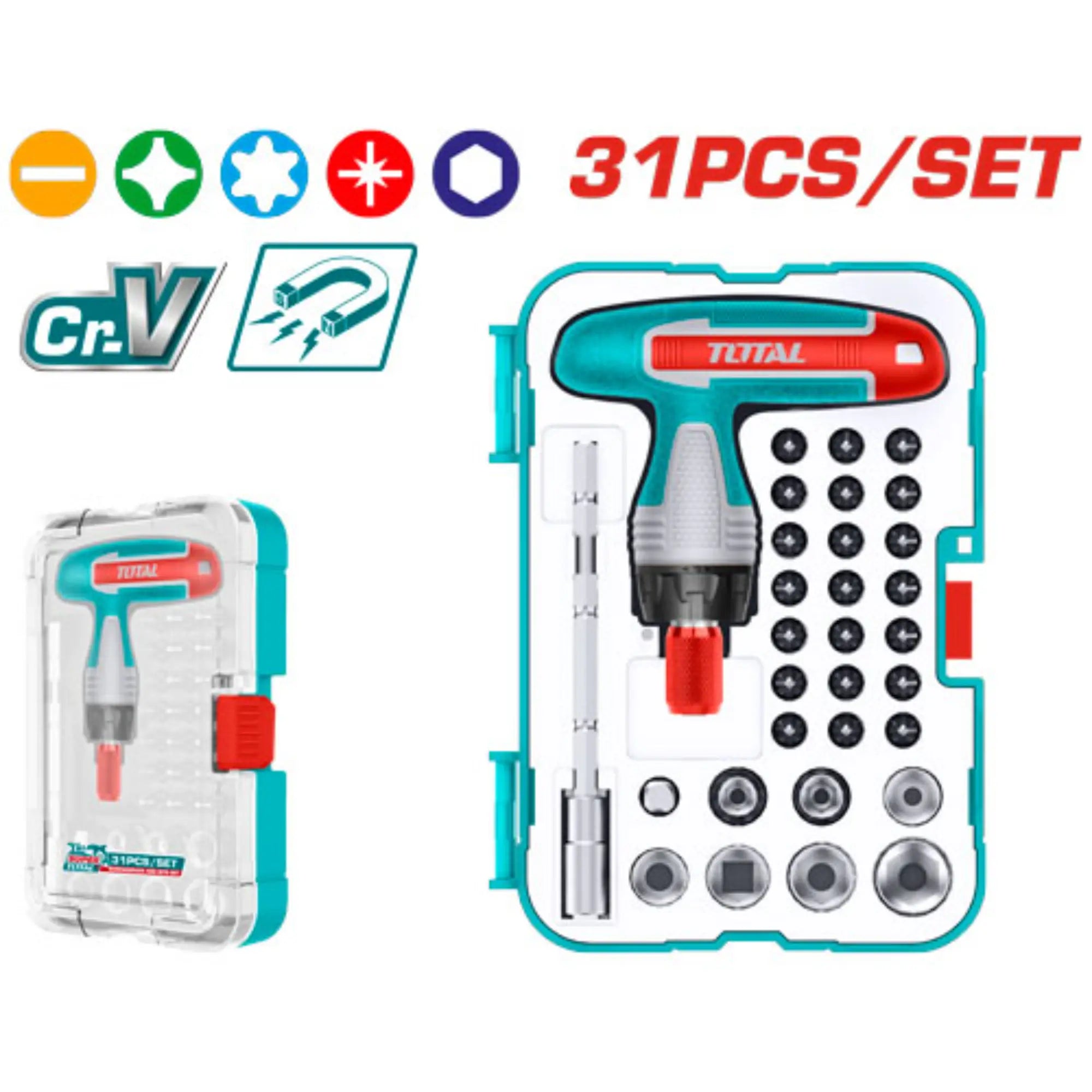 T Handle Wrench Screwdriver Set 31 Pcs