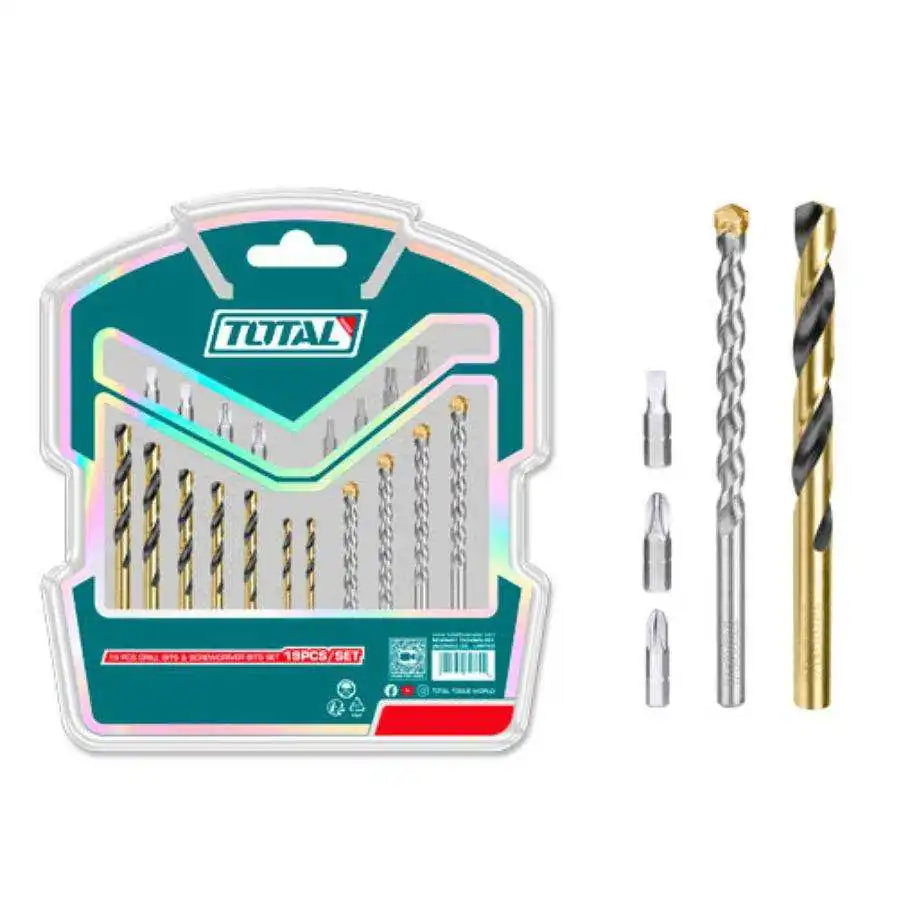 Drill Bits & Screwdriver Bits Set 19 Pcs - Total Tools