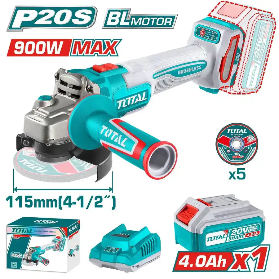 20V Cordless Angle Grinder 4.5 Inch - Total Tools