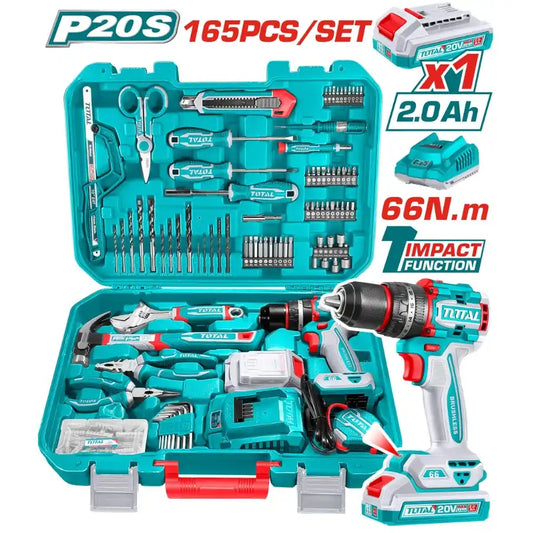 20V Cordless Drill Brushless 66Nm with Tools Set - Total Tools