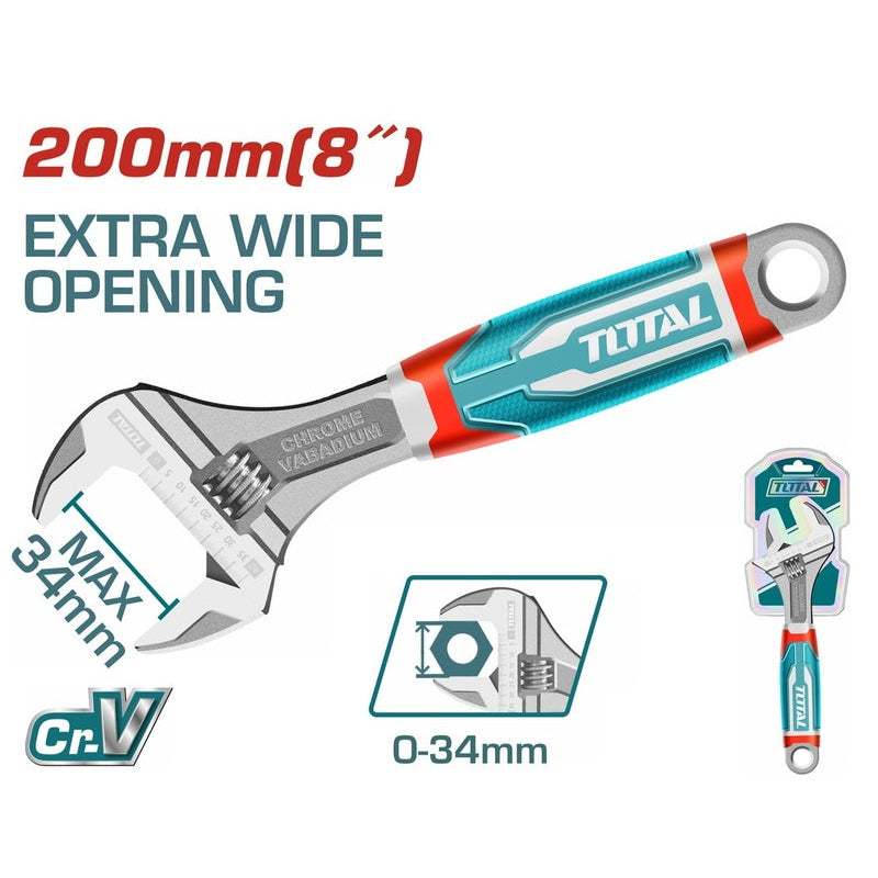 Total Tools 8-inch adjustable wrench