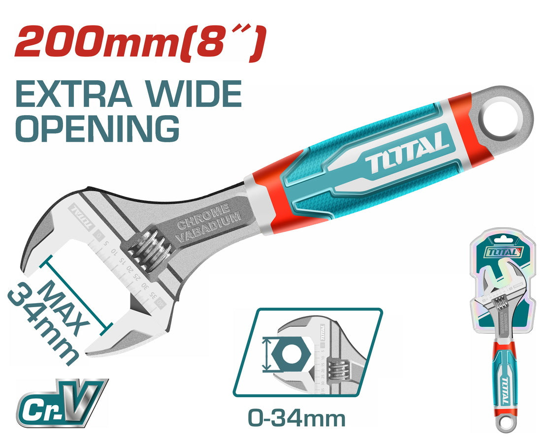 Adjustable wrench with Total branding on a white background