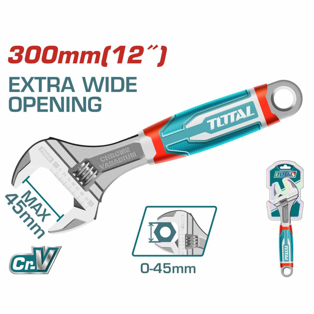 TOTAL Adjustable Wrench 300mm (12") THT101126