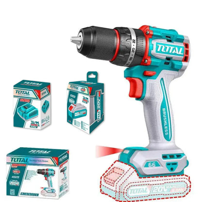 20V Cordless Drill Brushless 66Nm with Battery Kit - Total Tools