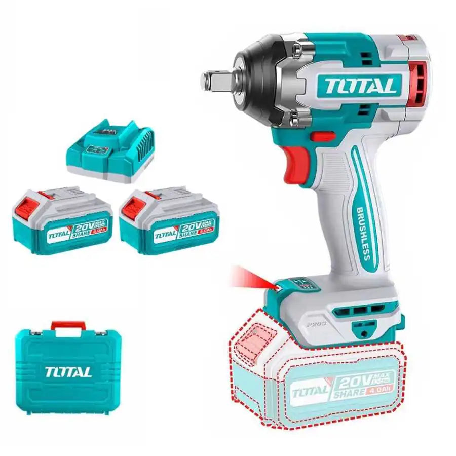 20V Cordless Impact Wrench Brushless 500Nm - Total Tools