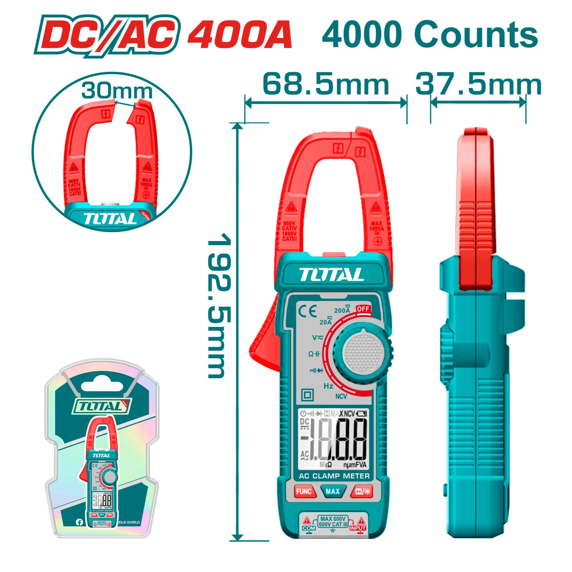 Clamp Meter DC/AC 400A