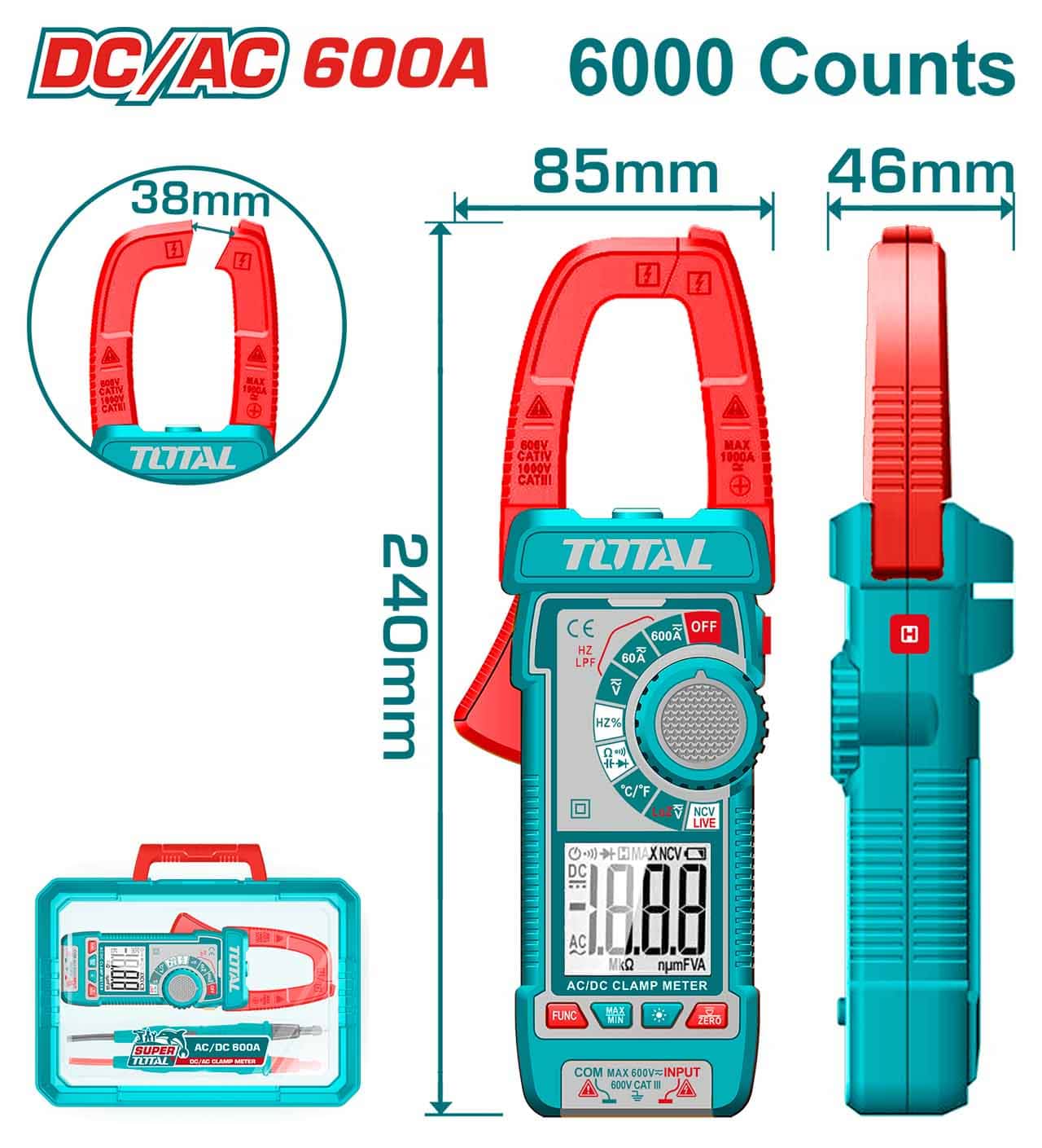 Clamp Meter DC/AC 600A