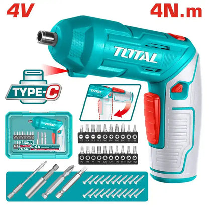 4V Cordless Screwdriver Kit 4N.m - Total Tools
