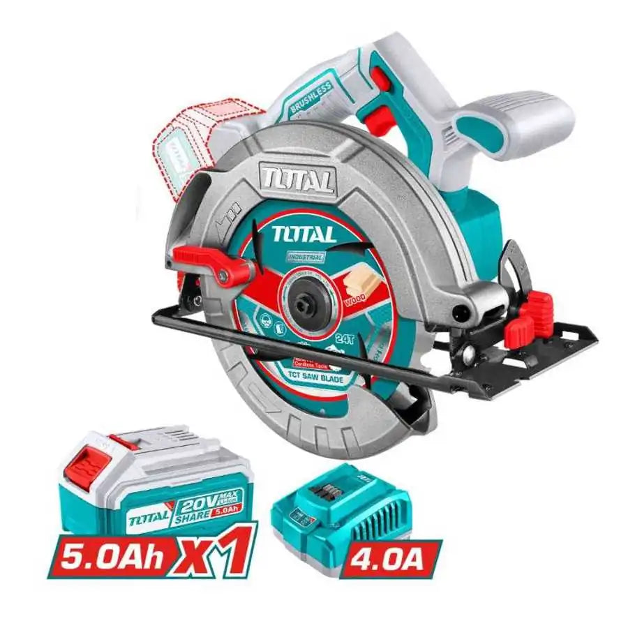 20V Cordless Circular Saw 185mm - Total Tools